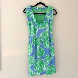 Gretchen Scott Ruffle Neck Dress Small Resort Vacation Cruise Stretch Sleeveless